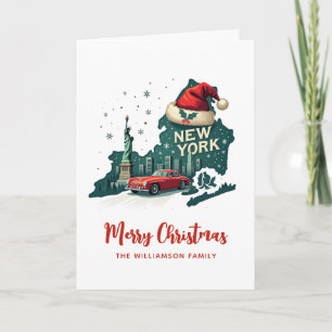 Tarjeta New York State Merry Christmas Retro Personalizado