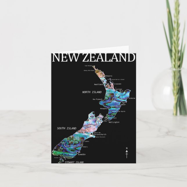 Tarjeta New Zealand Kiwi Detailed Map  (Anverso)