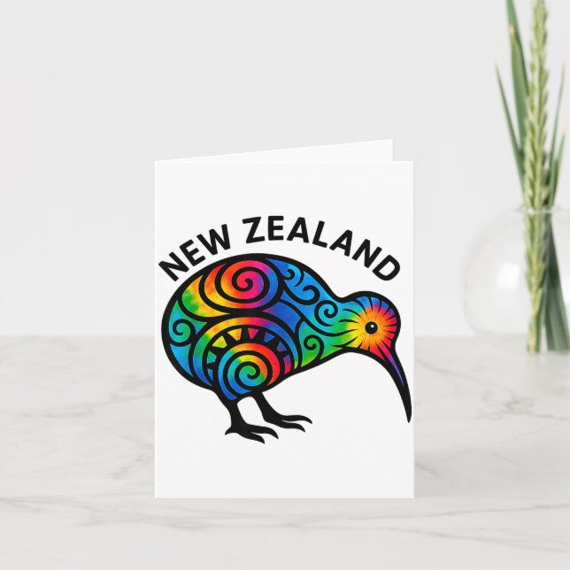 Tarjeta New Zealand Vacation, New Zealand Souvenirs, Kiwi  (Anverso)