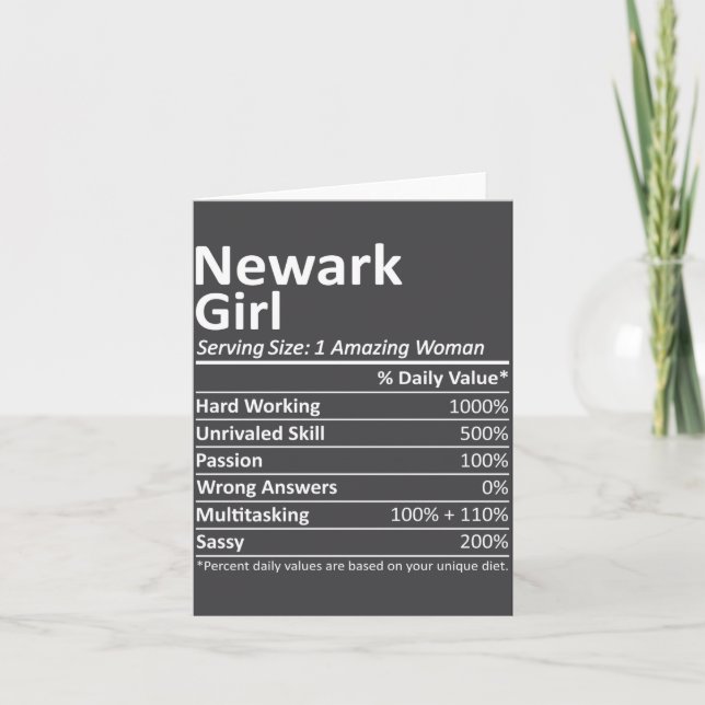 Tarjeta Newark Girl Nj New Jersey Funny City Home Roots _1 (Anverso)