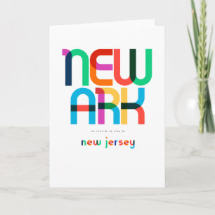 Tarjeta Newark New Jersey Mid Century, Pop Art,