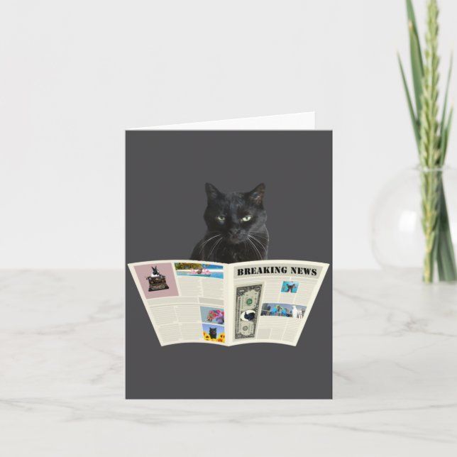 Tarjeta Newspaper Breaking News Black Cat Au Journal  (Anverso)
