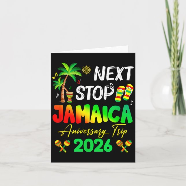 Tarjeta Next Stop Jamaica 2026 Couples Anniversary Family  (Anverso)