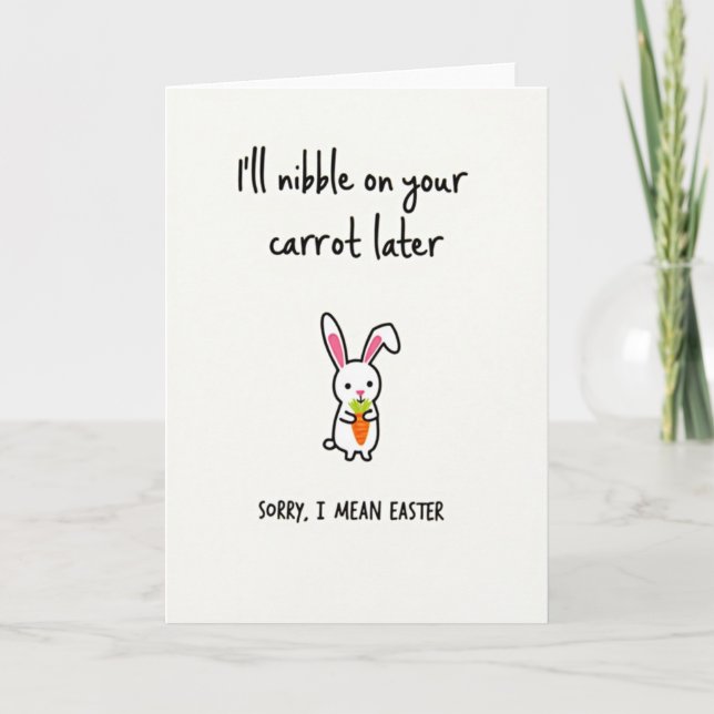 Tarjeta Nibble Carrot Funny Easter Card (Anverso)