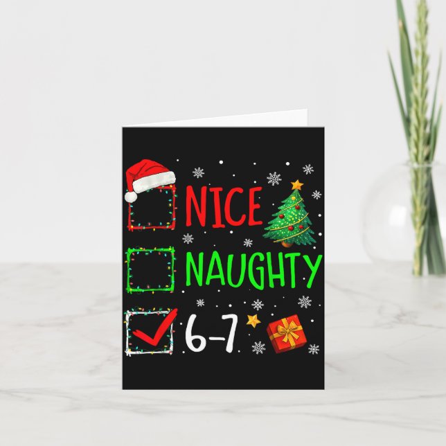 Tarjeta Nice Naughty 67 Christmas Costume 67 Meme Men Wome (Anverso)