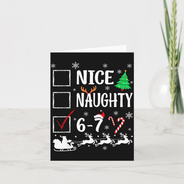 Tarjeta Nice Naughty 67 Funny Christmas Brainrot Six Seven (Anverso)