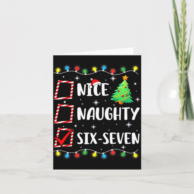 Tarjeta Nice Naughty 67 Six Seven Funny Christmas 6 7 Meme (Anverso)