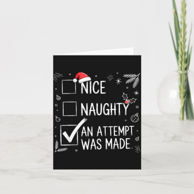 Tarjeta Nice Naughty An Attempt Was Made Christmas List  (Anverso)
