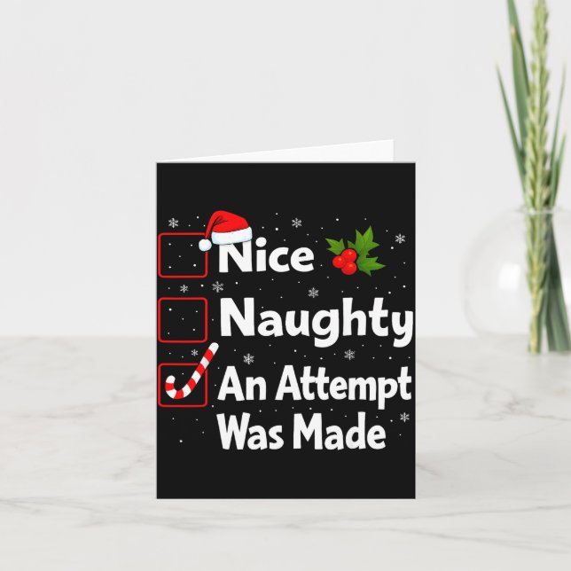 Tarjeta Nice Naughty An Attempt Was Made Christmas List Sa (Anverso)
