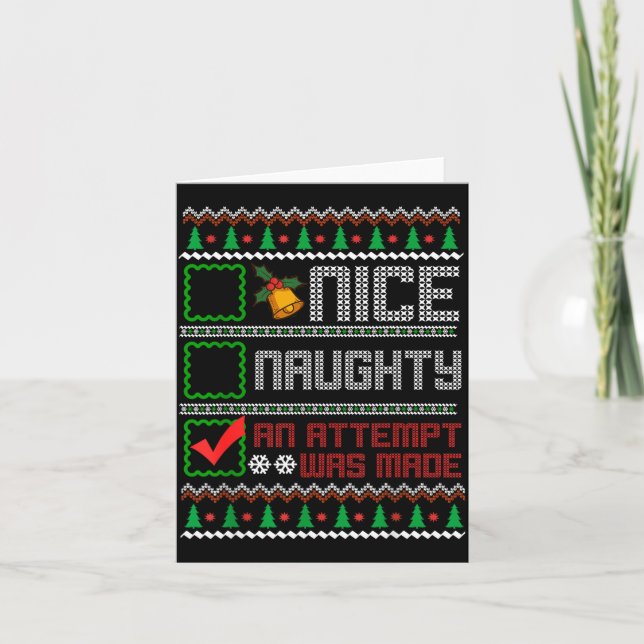 Tarjeta Nice Naughty An Attempt Was Made Christmas List Sa (Anverso)