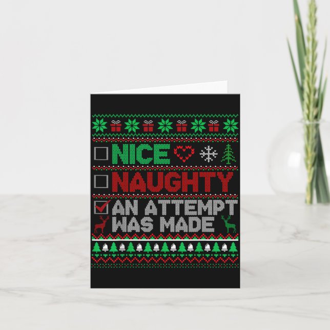 Tarjeta Nice Naughty An Attempt Was Made Christmas List Sa (Anverso)