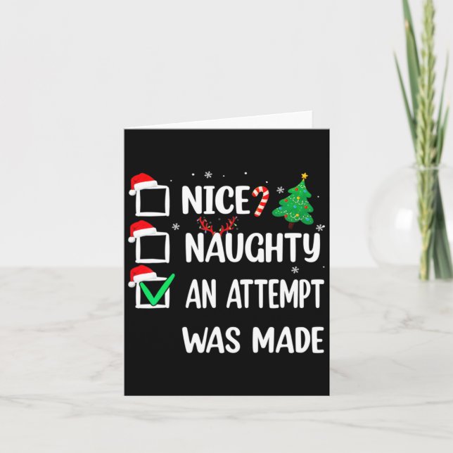Tarjeta Nice Naughty An Attempt Was Made Christmas List Te (Anverso)
