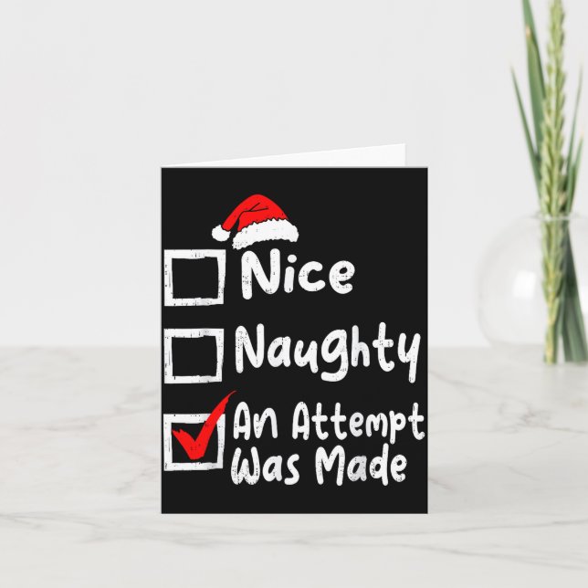 Tarjeta Nice Naughty An Attempt Was Made Funny Christmas L (Anverso)