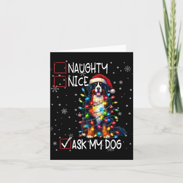 Tarjeta Nice Naughty Ask My Dog Christmas List Xmas  (Anverso)