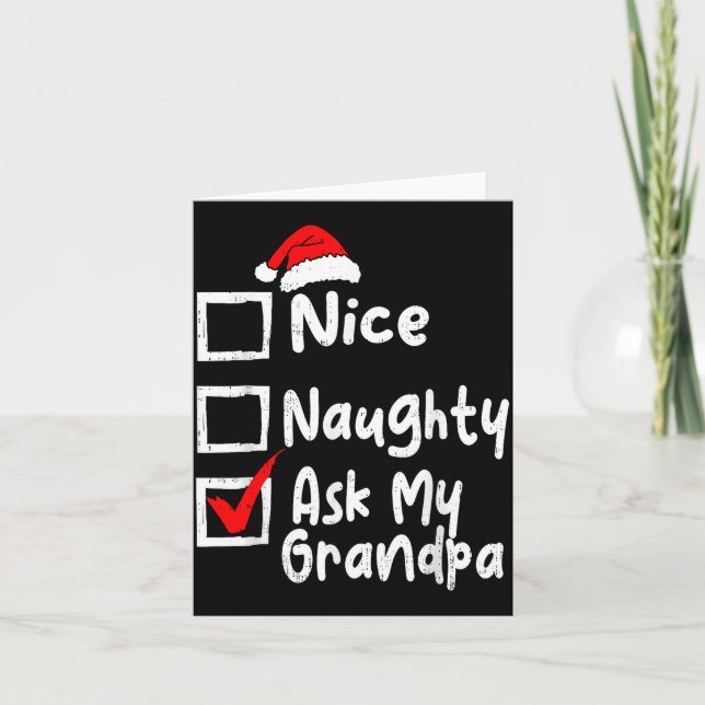 Tarjeta Nice Naughty Ask My Grandpa Funny Christmas List F (Anverso)