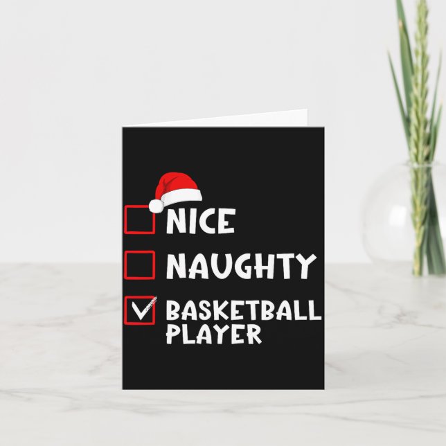 Tarjeta Nice Naughty Basketball Player Funny Christmas Lis (Anverso)