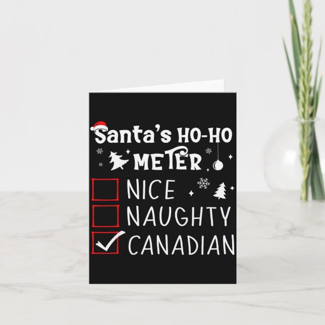 Tarjeta Nice Naughty Canadian Christmas List Santa Claus C (Anverso)