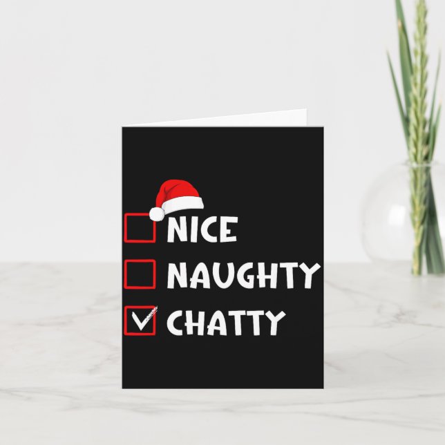 Tarjeta Nice Naughty Chatty Funny Christmas List  (Anverso)