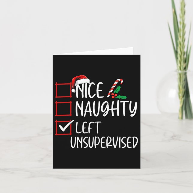 Tarjeta Nice Naughty Dejó Navidades Sin Supervisión Lista  (Anverso)