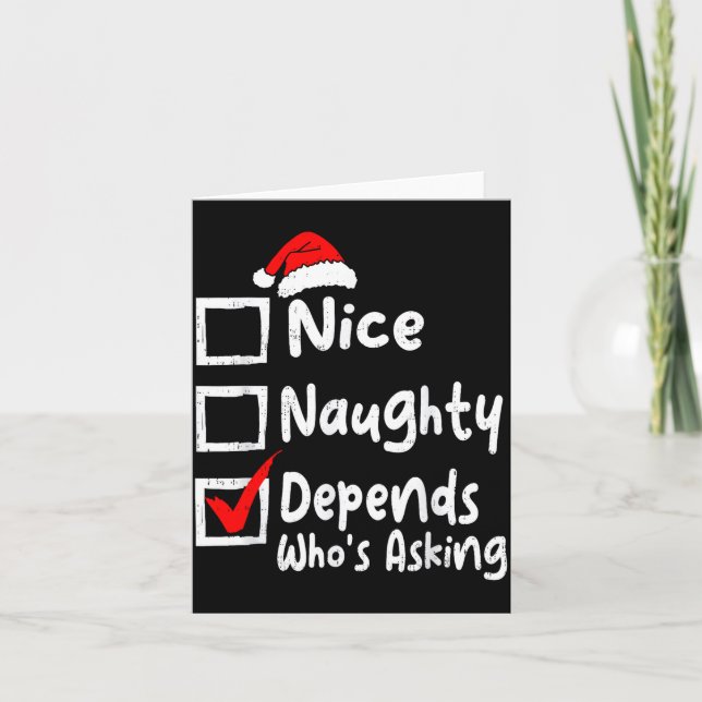 Tarjeta Nice Naughty Depends Whos Asking Funny Christmas L (Anverso)