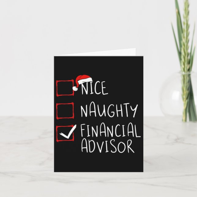 Tarjeta Nice Naughty Financial Advisor Navidades List Sant (Anverso)
