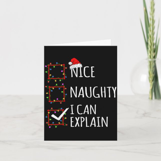 Tarjeta Nice Naughty I Can Explain Christmas List Santa Cl (Anverso)
