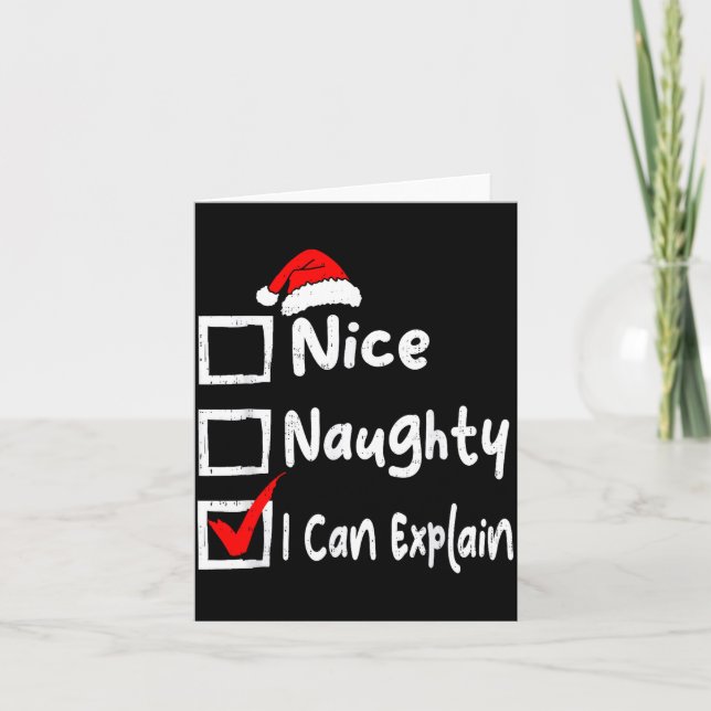 Tarjeta Nice Naughty I Can Explain Funny Christmas List Fa (Anverso)