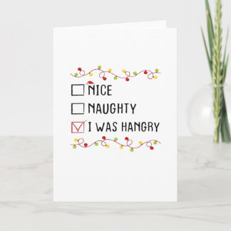 Tarjeta Nice Naughty I Was Hangry List Christmas 