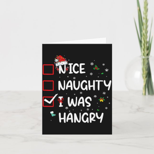 Tarjeta Nice Naughty I Was Hungry Christmas Funny Christma (Anverso)