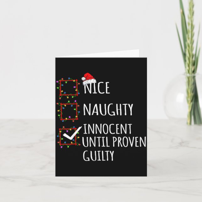 Tarjeta Nice Naughty Innocent Until Proven Guilty Christma (Anverso)