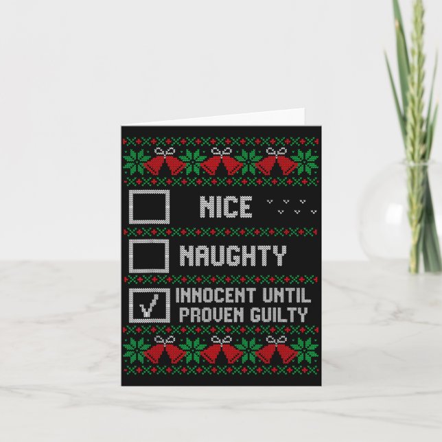 Tarjeta Nice Naughty Innocent Until Proven Guilty Christma (Anverso)