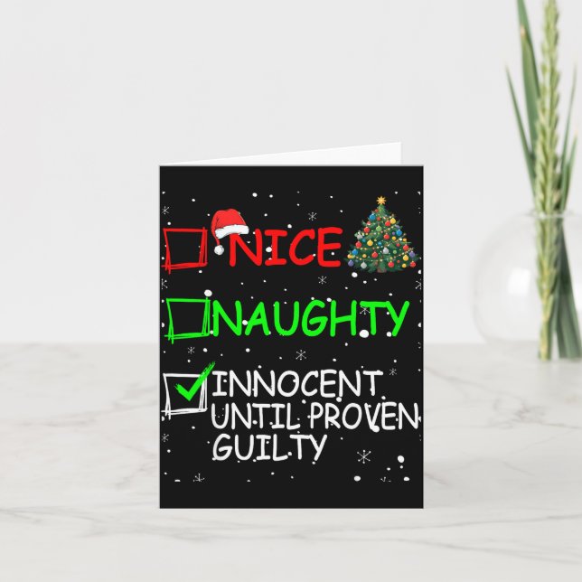 Tarjeta Nice Naughty Innocent Until Proven Guilty Christma (Anverso)
