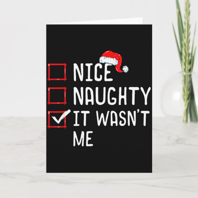Tarjeta Nice Naughty It Wasn't Me Christmas List  (Anverso)
