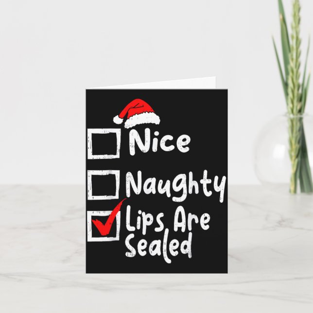Tarjeta Nice Naughty Lips Funny Christmas List Family Matc (Anverso)