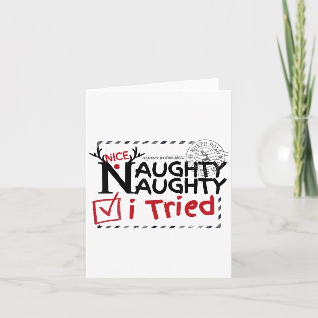 Tarjeta Nice Naughty List I Tried Fun Playful Christmas Pa (Anverso)