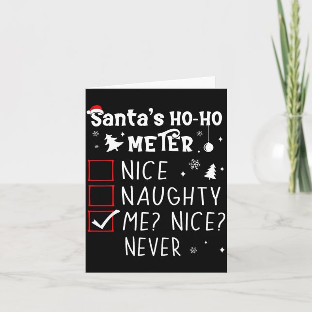 Tarjeta Nice Naughty Me_ Nice_ Never_ Christmas List Santa (Anverso)