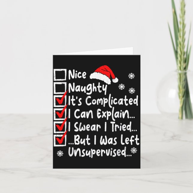 Tarjeta Nice Naughty Multi Checklist Funny Christmas List  (Anverso)