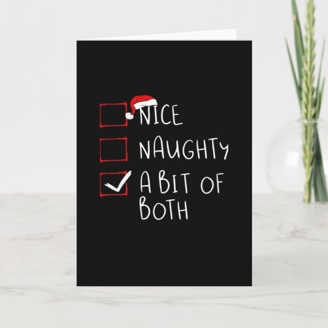 Tarjeta Nice Naughty Santa Hat Humor Vibe (Anverso)
