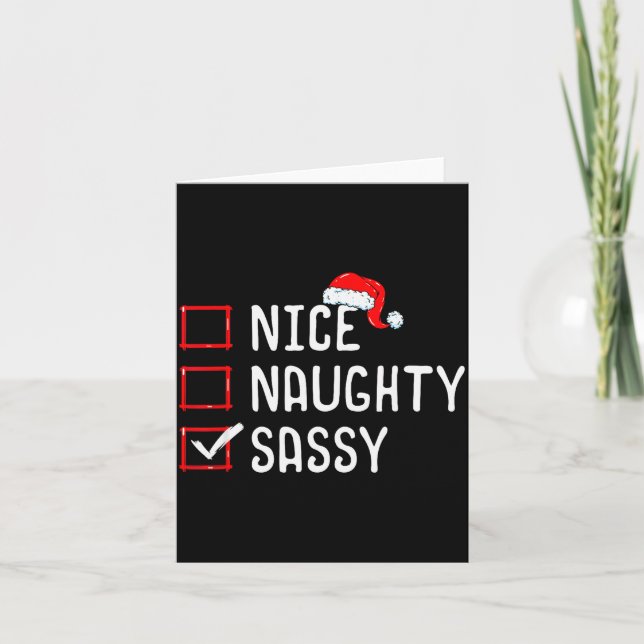 Tarjeta Nice Naughty Sy Christmas List  (Anverso)