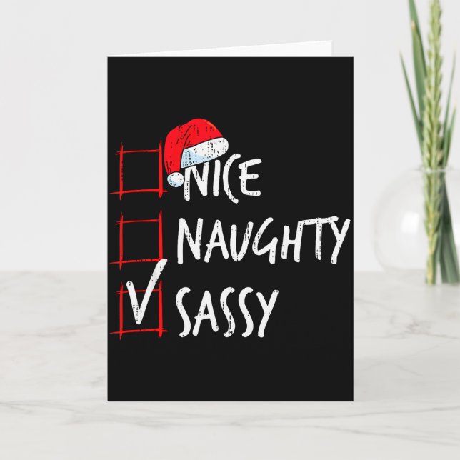 Tarjeta Nice Naughty Sy Christmas List Santa Costume Xmas  (Anverso)