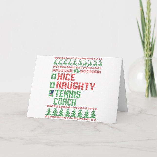 Tarjeta Nice Naughty Tennis Coach Christmas Matching Gift (Anverso)