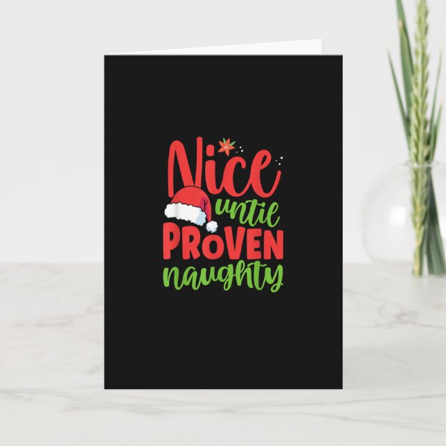 Tarjeta Nice Until Proven Naughty Christmas (Anverso)