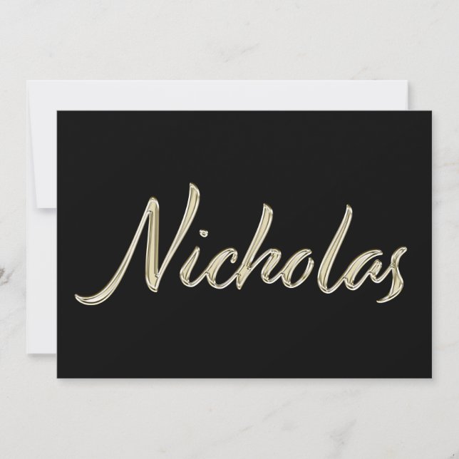 Tarjeta Nicholas Name white gold Handwriting Karte (Anverso)