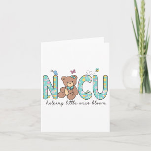 Tarjeta Nicu Bear Spring Nicu Enfermera ayudando a los peq