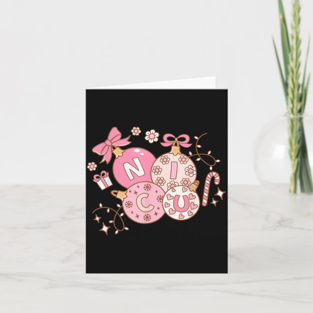 Tarjeta Nicu Nurse Nk Christmas Retro Neonatal Intensive C (Anverso)