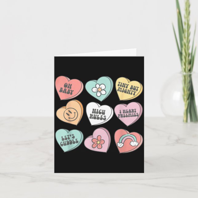 Tarjeta Nicu Nurse Valentine's Day Heart Candy Neonatal Ic (Anverso)