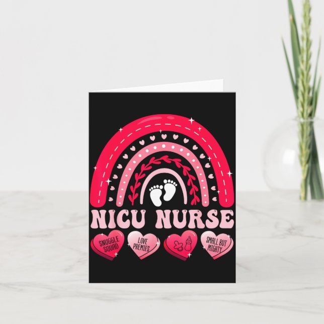 Tarjeta Nicu Nurse Valentines Day Rainbow Neonatal Rn Hear (Anverso)