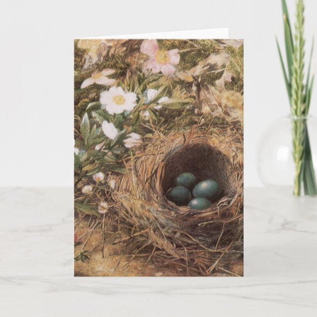 Tarjeta Nido de pájaro y Rosas de perros por John William  (Anverso)