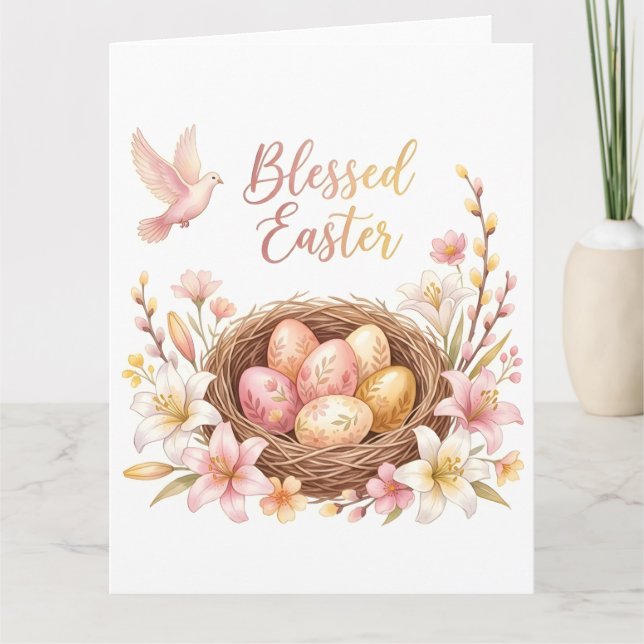 Tarjeta Nido de Pascua con Huevos (Anverso)