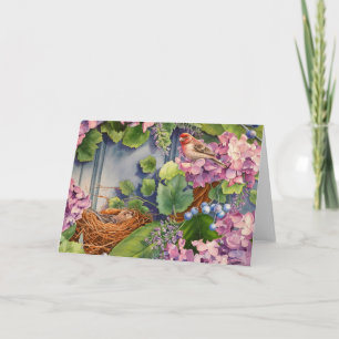 Tarjeta Nido del par de finas de la casa en el arte de las